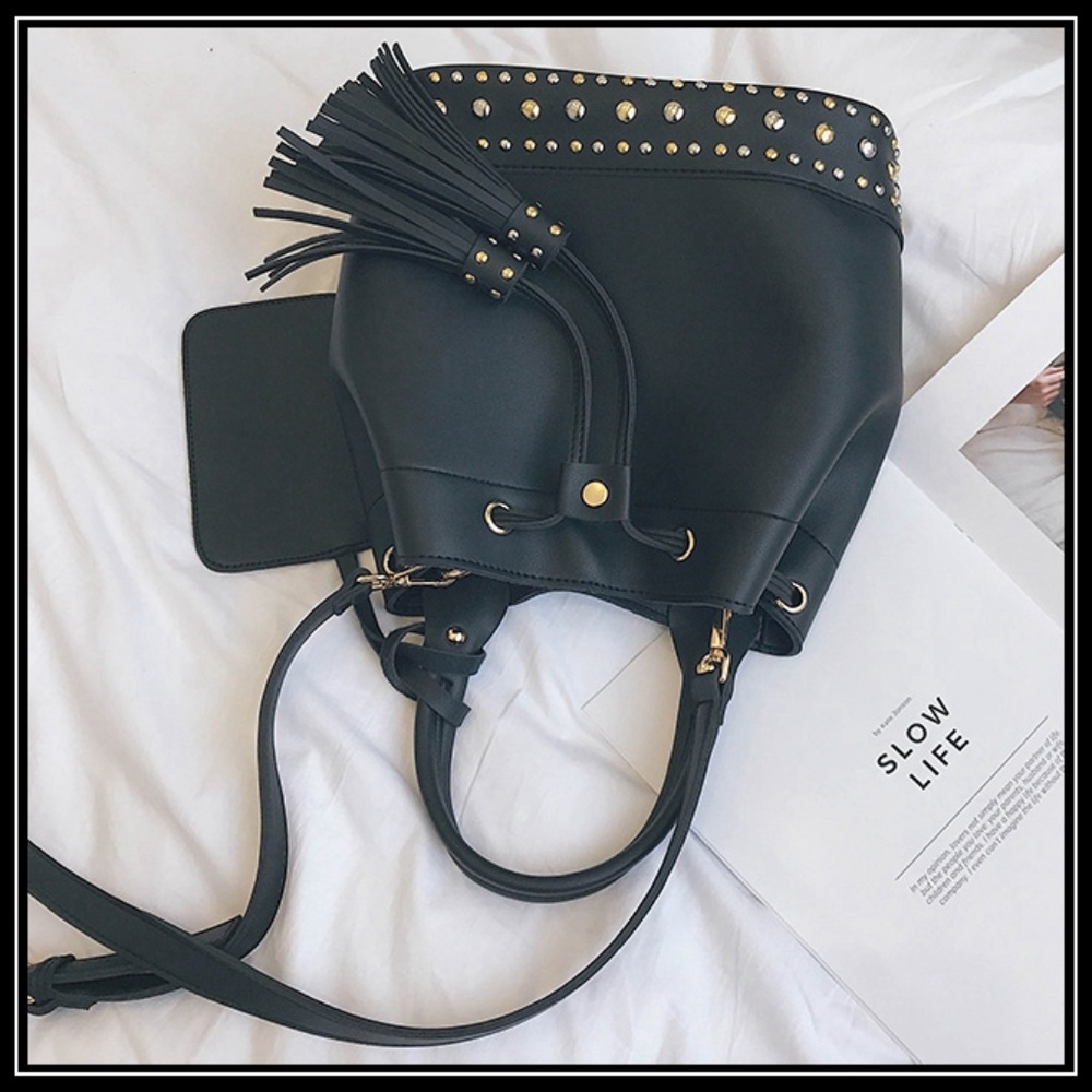 NEW BRISTOL Studded Tassel Bucket Bag - Picture 5 of 8